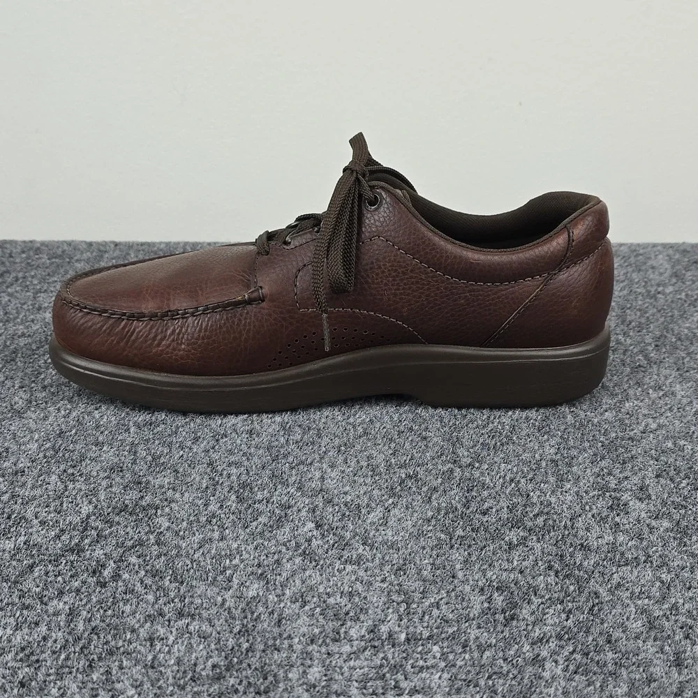 SAS‎ bout Time Men's 12M Brown Leather Comfort Moc Toe Lace Up Shoes USA Made